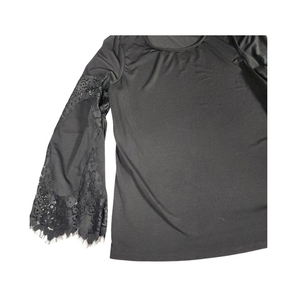 Adrianna Papell Black Lace Bell‎ Sleeve Top Women's Size L - Picture 3 of 7